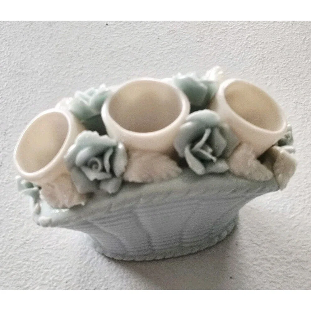 Lipstick Holder Floral 3 Tubes Japan Porcelain